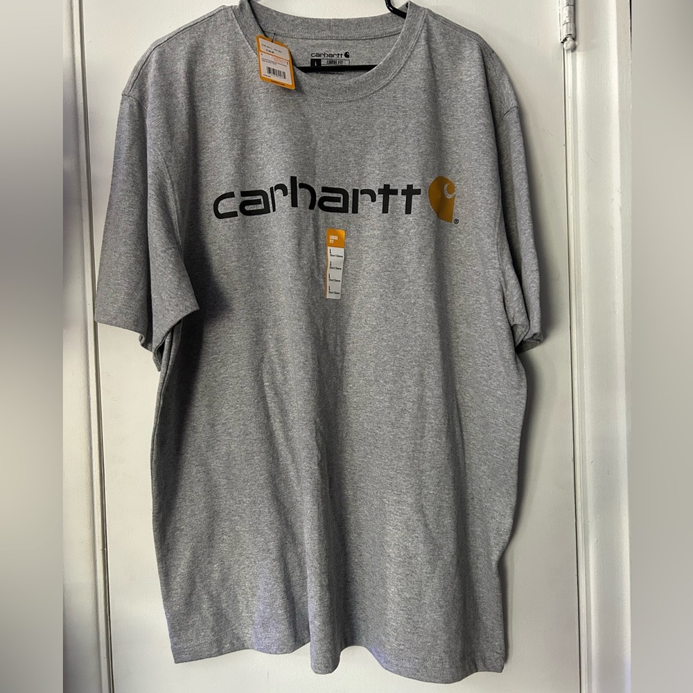 Carhartt Men's Gray and Gold Logo Tee